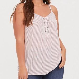 Torrid size 1 flowy nautical stripe tie tank top